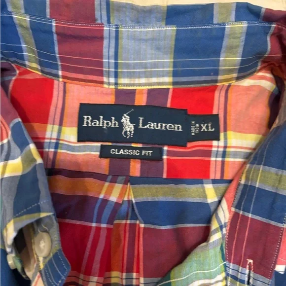 Polo Ralph Lauren Classic Fit Plaid Button Down Shirt Men’s XL Short Sleeve - Picture 7 of 8